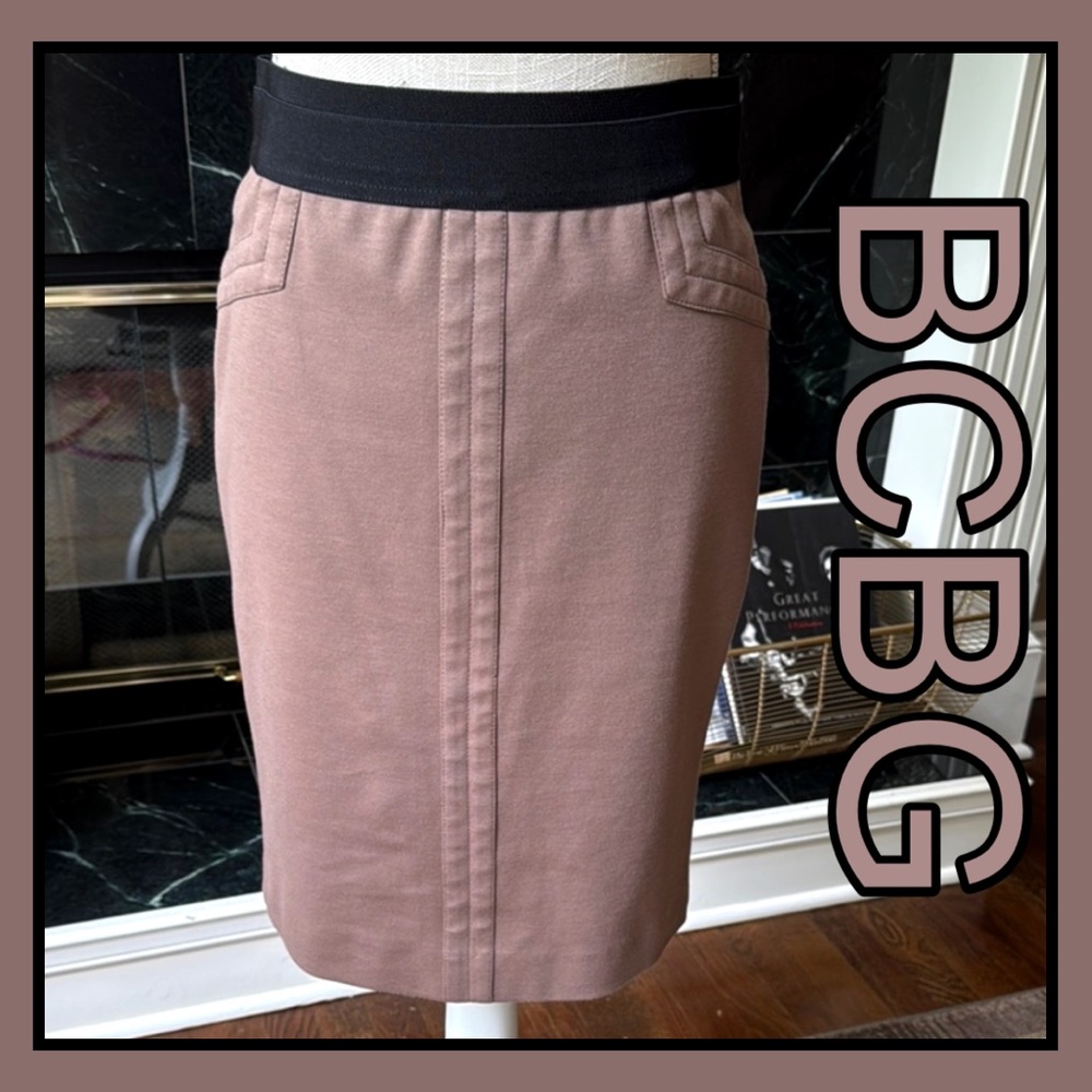 BCBG Tan/Black Knee-Length Pencil Skirt ~ Sz- XS